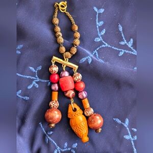 Multicolor WOOD Beaded Bag charm